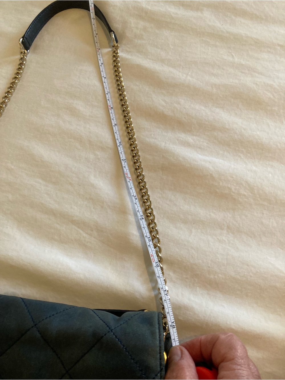 Michael Kors Quilted Navy BlueCrossbody with Gold Chain - Picture 12 of 12